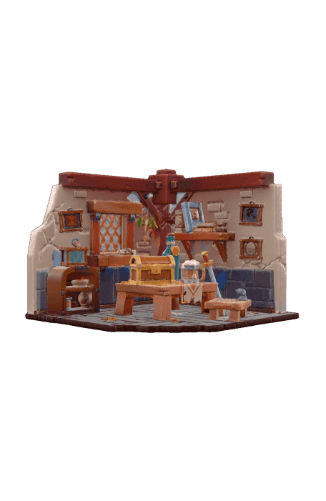 Cartoon isometric 3D corner scene with a treasure chest
